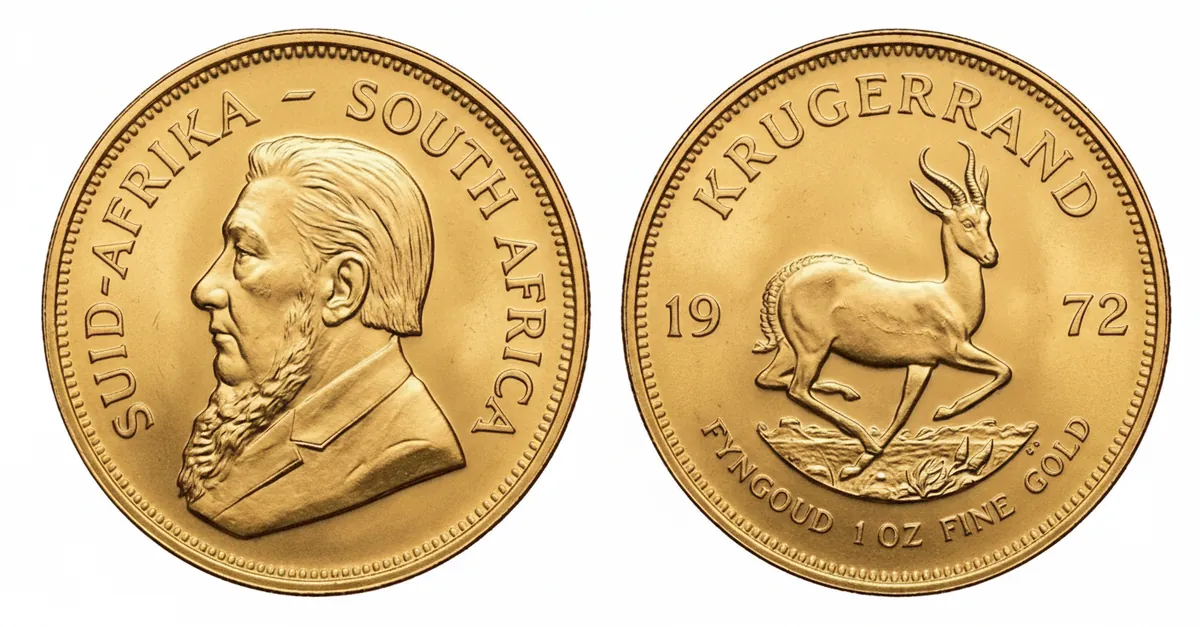 Krugerrand d'oro 1972: dritto con Paul Kruger e rovescio con lo springbok