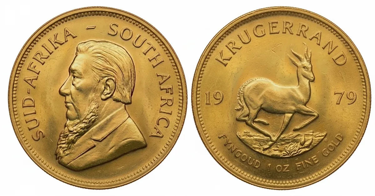 Krugerrand d'oro 1979: dritto con Paul Kruger e rovescio con lo springbok