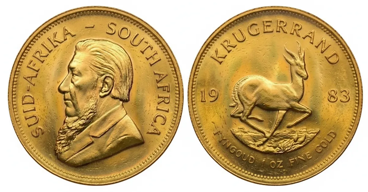 Krugerrand d'oro 1983: dritto con Paul Kruger e rovescio con lo springbok