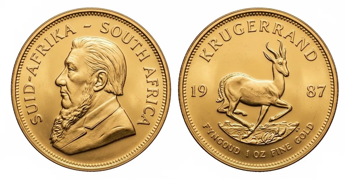 Krugerrand d'oro 1987: dritto con Paul Kruger e rovescio con lo springbok