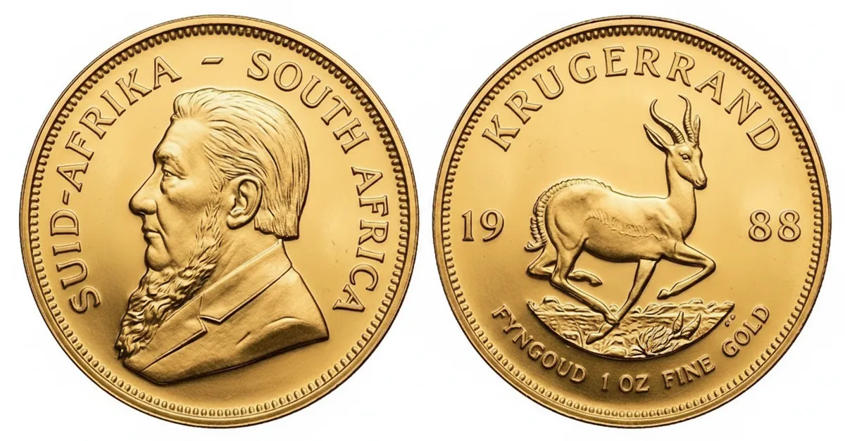 Krugerrand d'oro 1988: dritto con Paul Kruger e rovescio con lo springbok