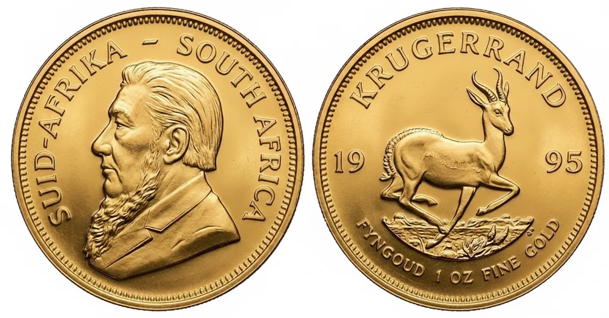 Krugerrand d'oro 1995: dritto con Paul Kruger e rovescio con lo springbok
