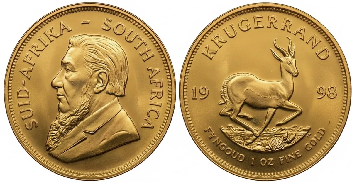 Krugerrand d'oro 1998: dritto con Paul Kruger e rovescio con lo springbok