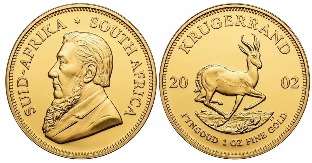 Krugerrand d'oro 2002: dritto con Paul Kruger e rovescio con lo springbok