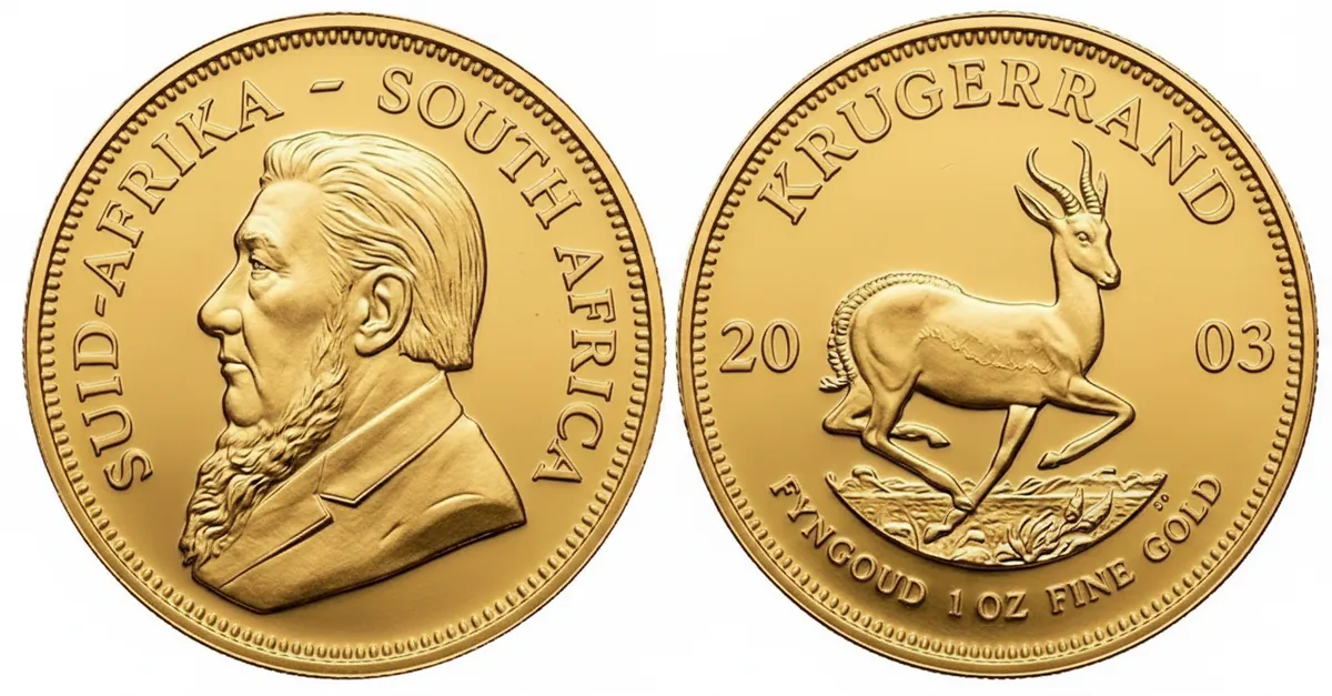 Krugerrand d'oro 2003: dritto con Paul Kruger e rovescio con lo springbok