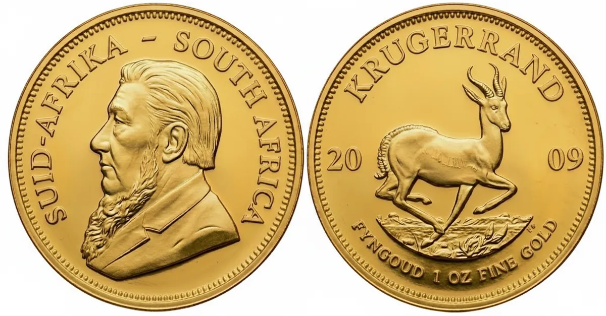 Krugerrand d'oro 2009: dritto con Paul Kruger e rovescio con lo springbok