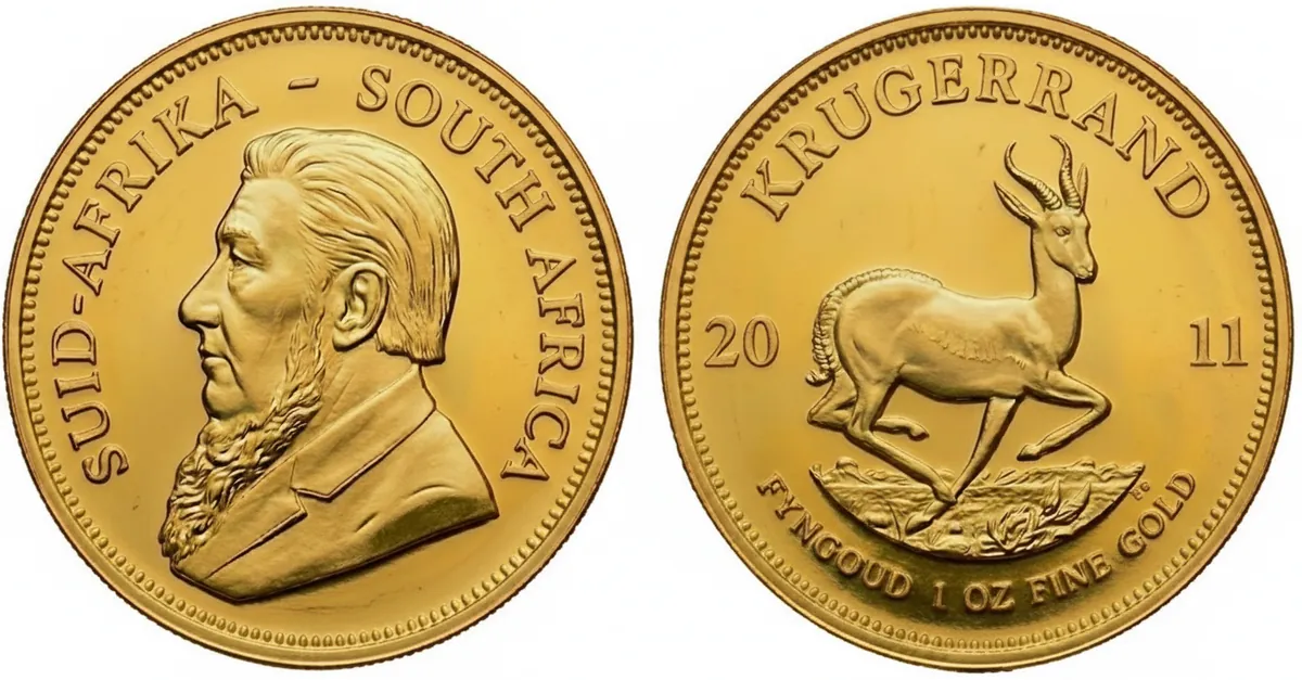 Krugerrand d'oro 2011: dritto con Paul Kruger e rovescio con lo springbok