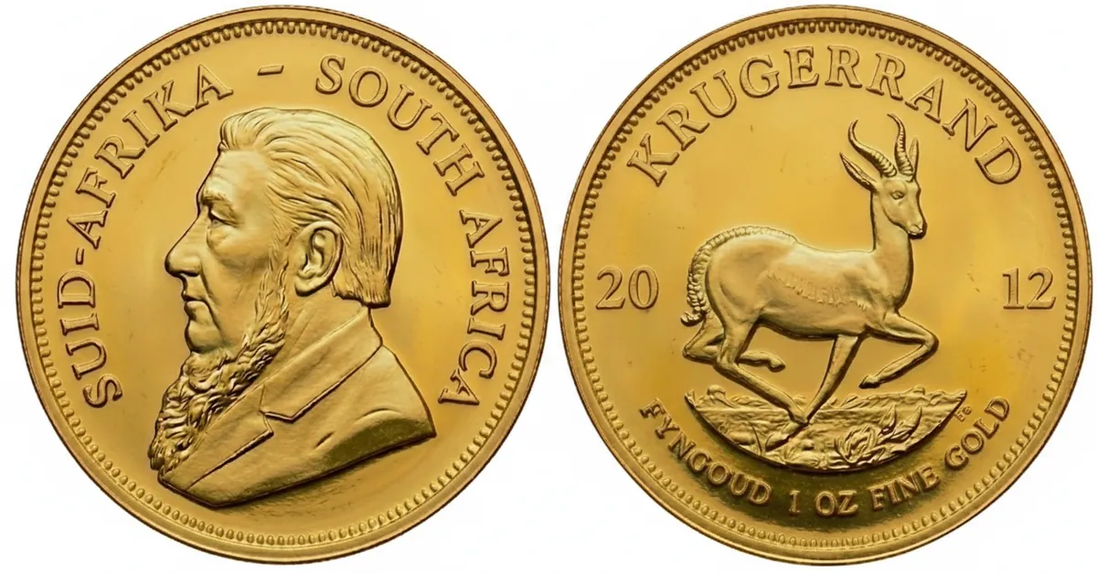 Krugerrand d'oro 2012: dritto con Paul Kruger e rovescio con lo springbok