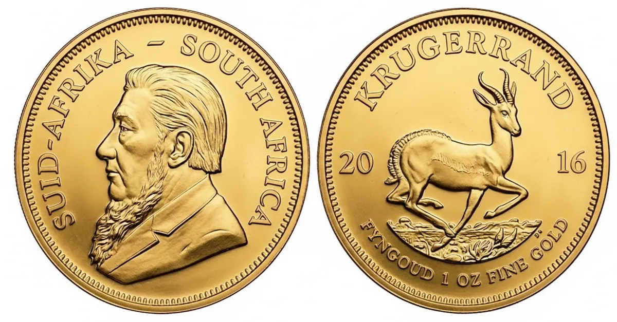 Krugerrand d'oro 2016: dritto con Paul Kruger e rovescio con lo springbok