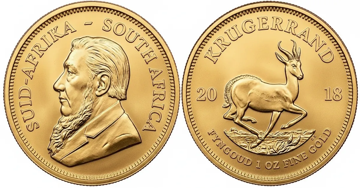 Krugerrand d'oro 2018: dritto con Paul Kruger e rovescio con lo springbok