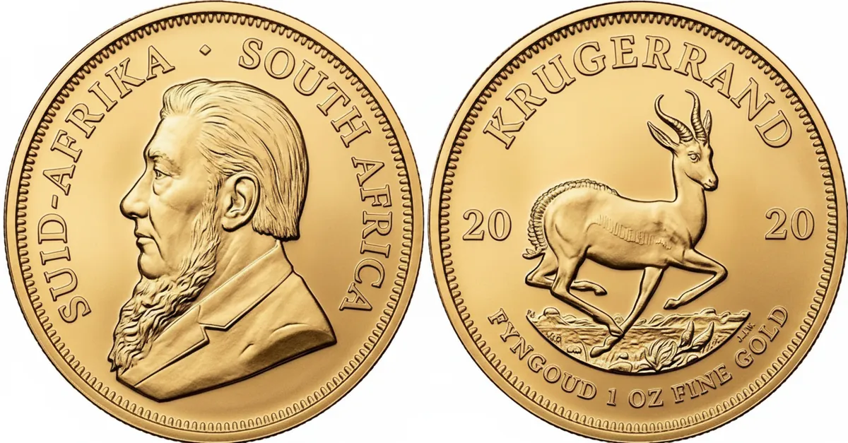 Krugerrand d'oro 2020: dritto con Paul Kruger e rovescio con lo springbok