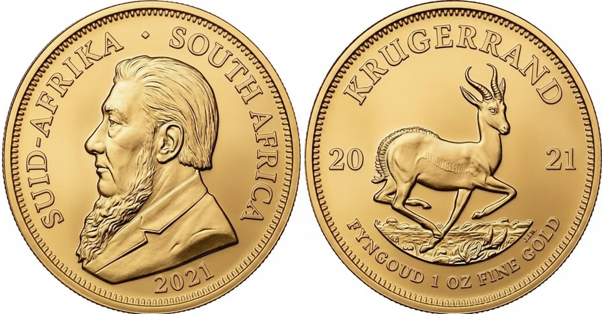 Krugerrand d'oro 2021: dritto con Paul Kruger e rovescio con lo springbok