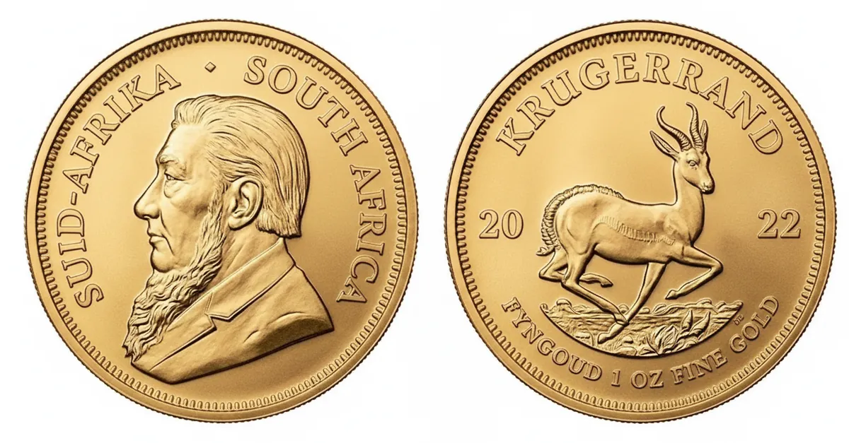 Krugerrand d'oro 2022: dritto con Paul Kruger e rovescio con lo springbok