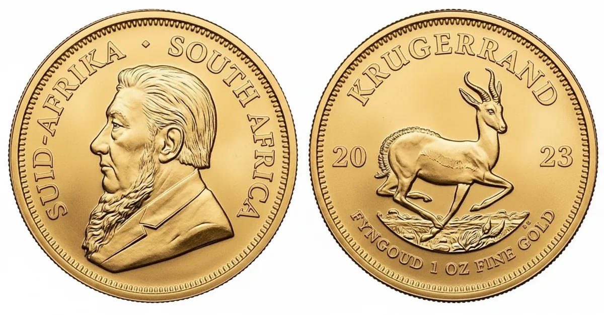 Krugerrand d'oro 2023: dritto con Paul Kruger e rovescio con lo springbok