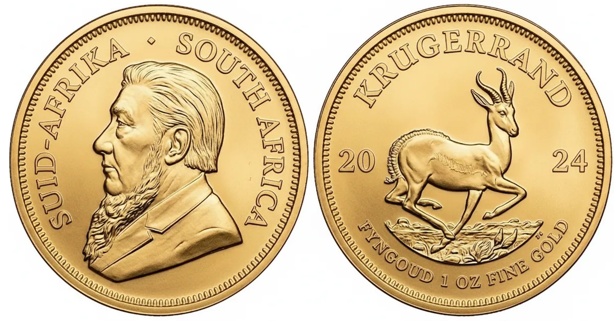 Krugerrand d'oro 2024: dritto con Paul Kruger e rovescio con lo springbok